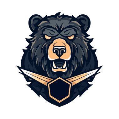 Spor takımı için modern profesyonel boz ayı logosu. Tişört baskı tasarımı için iyi