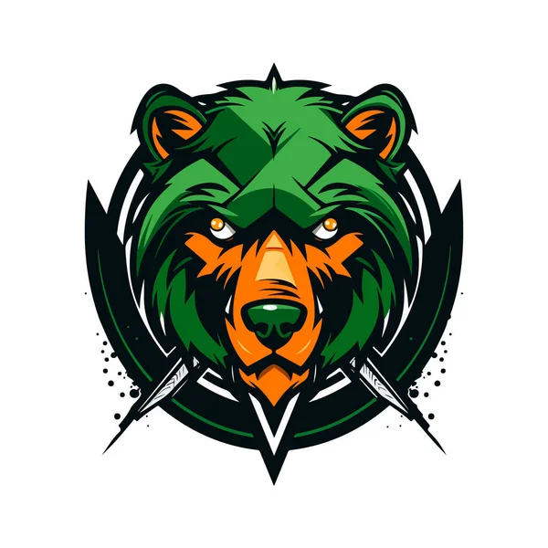 Modern Professional Grizzly Bear Logo Sport Team Good Shirt Print — Stock Vector