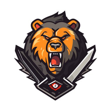 Spor takımı için modern profesyonel boz ayı logosu. Tişört baskı tasarımı için iyi