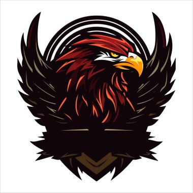 Beyaz arka planda izole edilmiş öfkeli kartal spor vektör logosu konsepti. Web bilgileri var. Kaliteli yaban kuşu tişörtü çizimi.