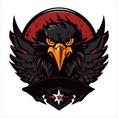 Beyaz arka planda izole edilmiş öfkeli kartal spor vektör logosu konsepti. Web bilgileri var. Kaliteli yaban kuşu tişörtü çizimi.