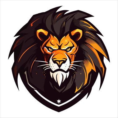 Aslan Başı Havalı Logo Maskotu Esports Vektör Tasarım Şablonu.