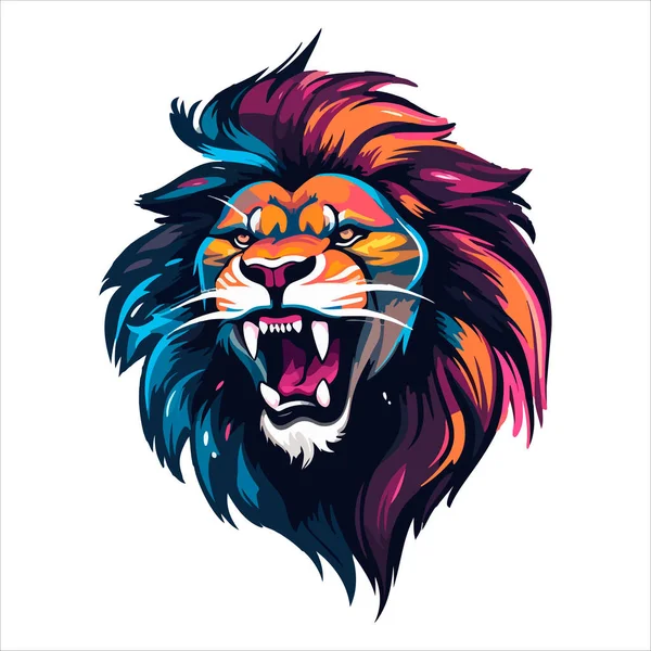 Lion Head Cool Logo Maskotka Esports Wektor Szablon Projektu — Wektor stockowy