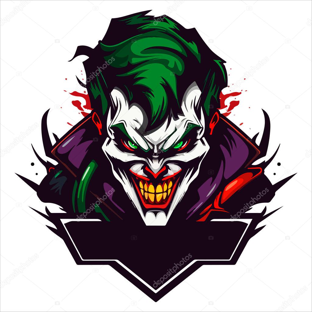 Clown E-Sport vector mascot logo design with modern illustration concept style for badge. smile clown illustration for sport and esport team.