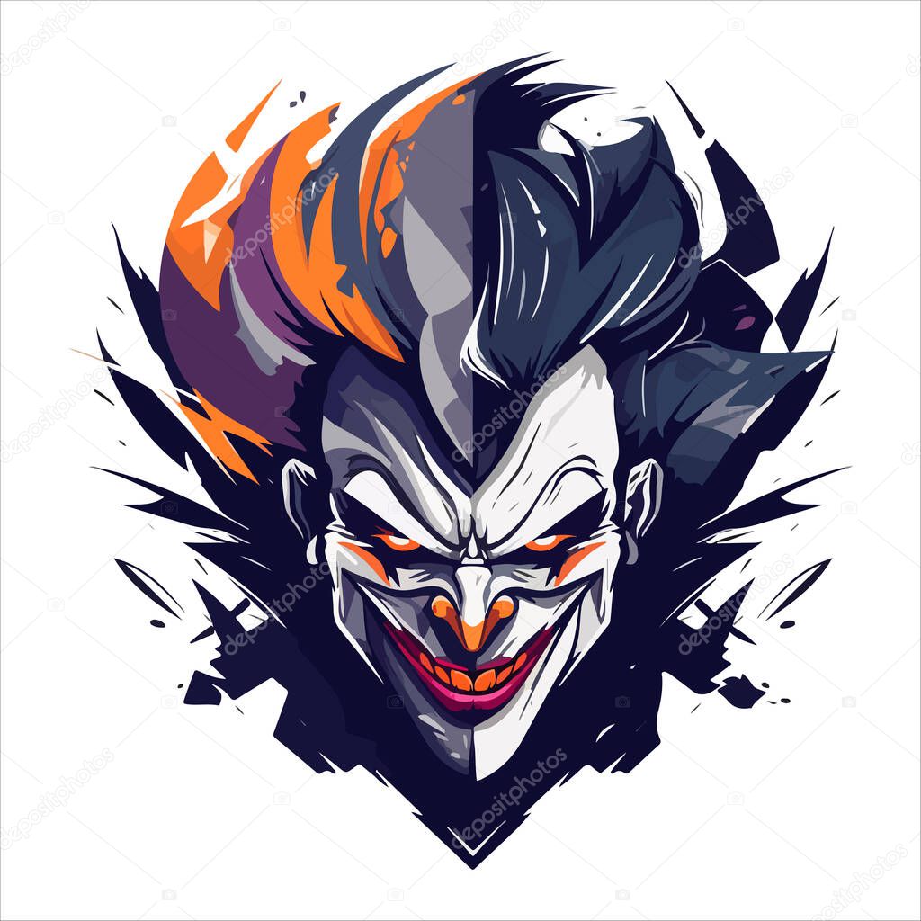 Clown E-Sport vector mascot logo design with modern illustration concept style for badge. smile clown illustration for sport and esport team.