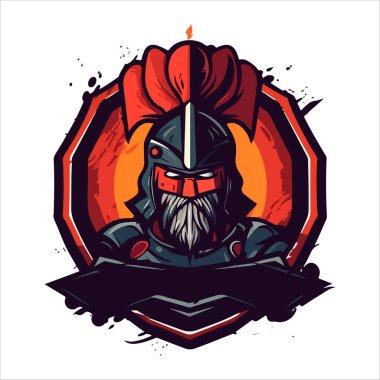 Gladyatör logosu tasarımı. Sparta Savaşçısı spor takımı sembolü. Yazdırma için Eps10 vektör illüstrasyonu.