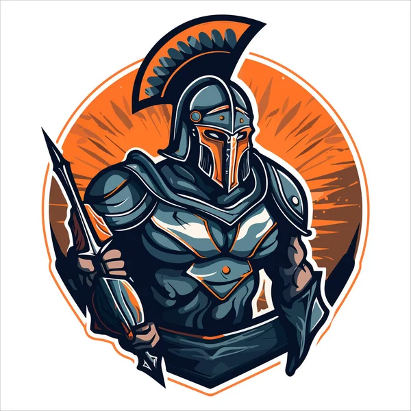 Logo Gladiator Design Spartan Warrior Symbole Équipe Sportive Illustration Vectorielle — Image vectorielle