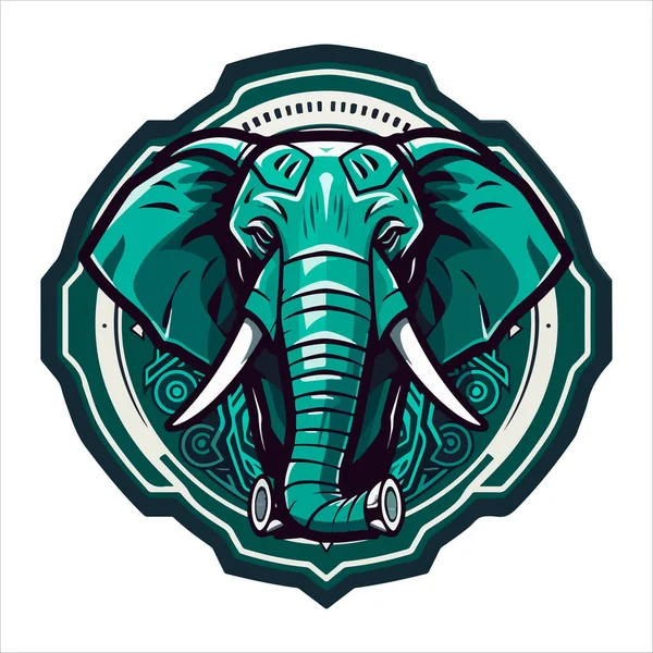 Gajah Maskot Logo Desain Vektor Dengan Ilustrasi Modern Gaya Konsep - Stok Vektor