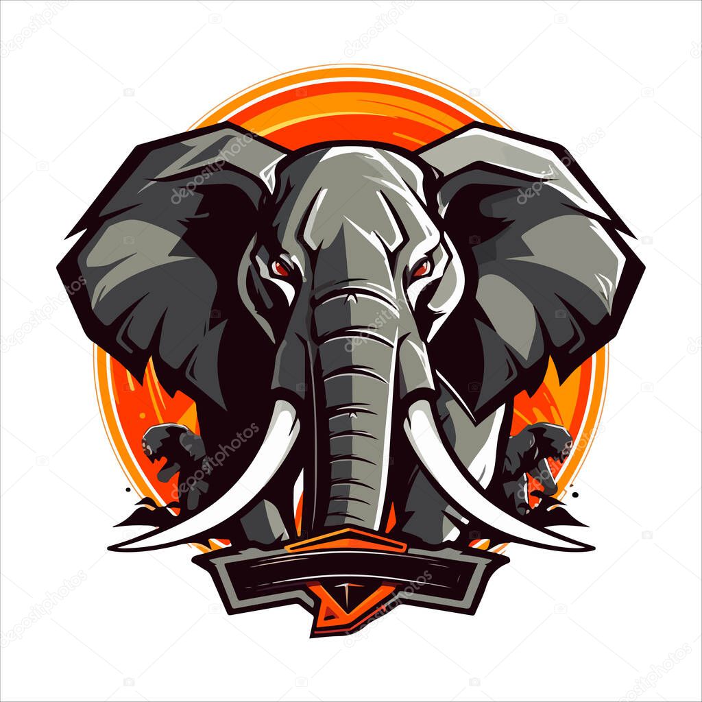 Elephant mascot logo design vector with modern illustration concept style for badge, emblem and tshirt printing. angry elephant illustration with feet up.