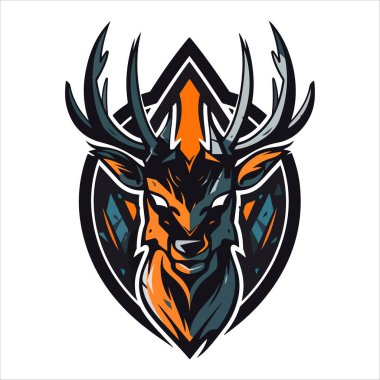 Geyik amblemi logosu. Geyik başı renkli iz.