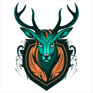 Geyik amblemi logosu. Geyik başı renkli iz.