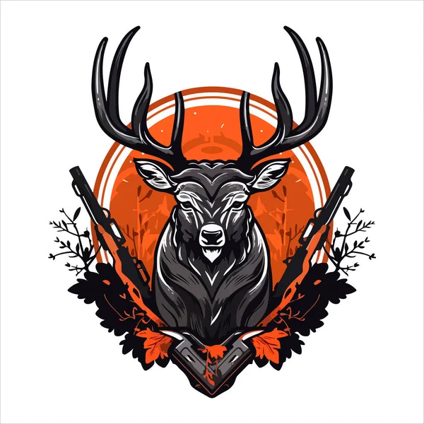 Deer Emblem Logo Deer Head Colored Print — Stock Vector