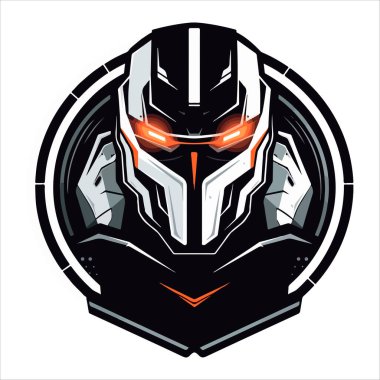 Cyborg mekanik savaşçı e-spor amblemi logosu. Yazdırma için Cyborg vektör illüstrasyonu