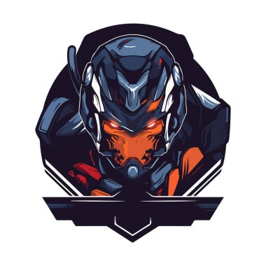 Cyborg mekanik savaşçı e-spor amblemi logosu. Yazdırma için Cyborg vektör illüstrasyonu
