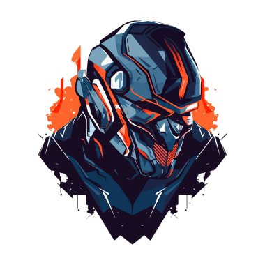 Cyborg mekanik savaşçı e-spor amblemi logosu. Yazdırma için Cyborg vektör illüstrasyonu