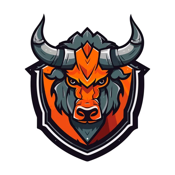 Bull Mascotte Logo Design Vector Met Moderne Illustratie Concept Stijl — Stockvector