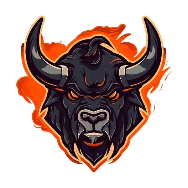 Bull Mascotte Logo Design Vector Met Moderne Illustratie Concept Stijl — Stockvector