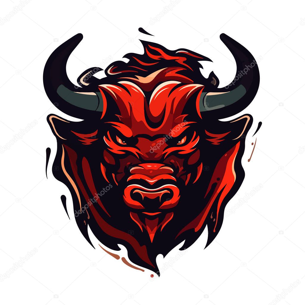 Bull mascot logo design vector with modern illustration concept style for badge, emblem and t-shirt printing. Angry bull illustration for sport team.