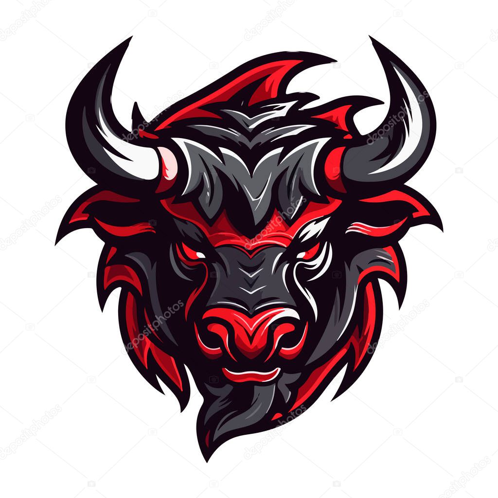 Bull mascot logo design vector with modern illustration concept style for badge, emblem and t-shirt printing. Angry bull illustration for sport team.