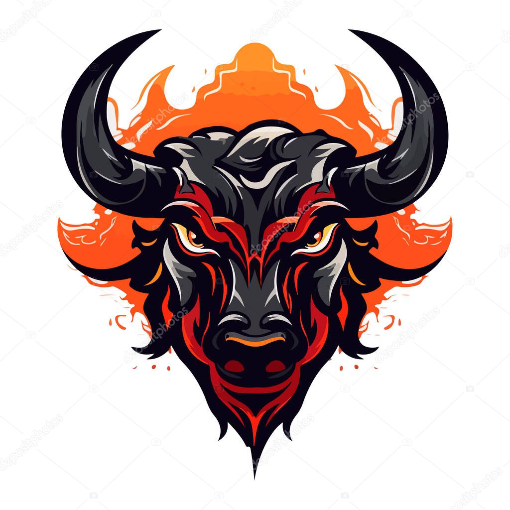 Bull mascot logo design vector with modern illustration concept style for badge, emblem and t-shirt printing. Angry bull illustration for sport team.