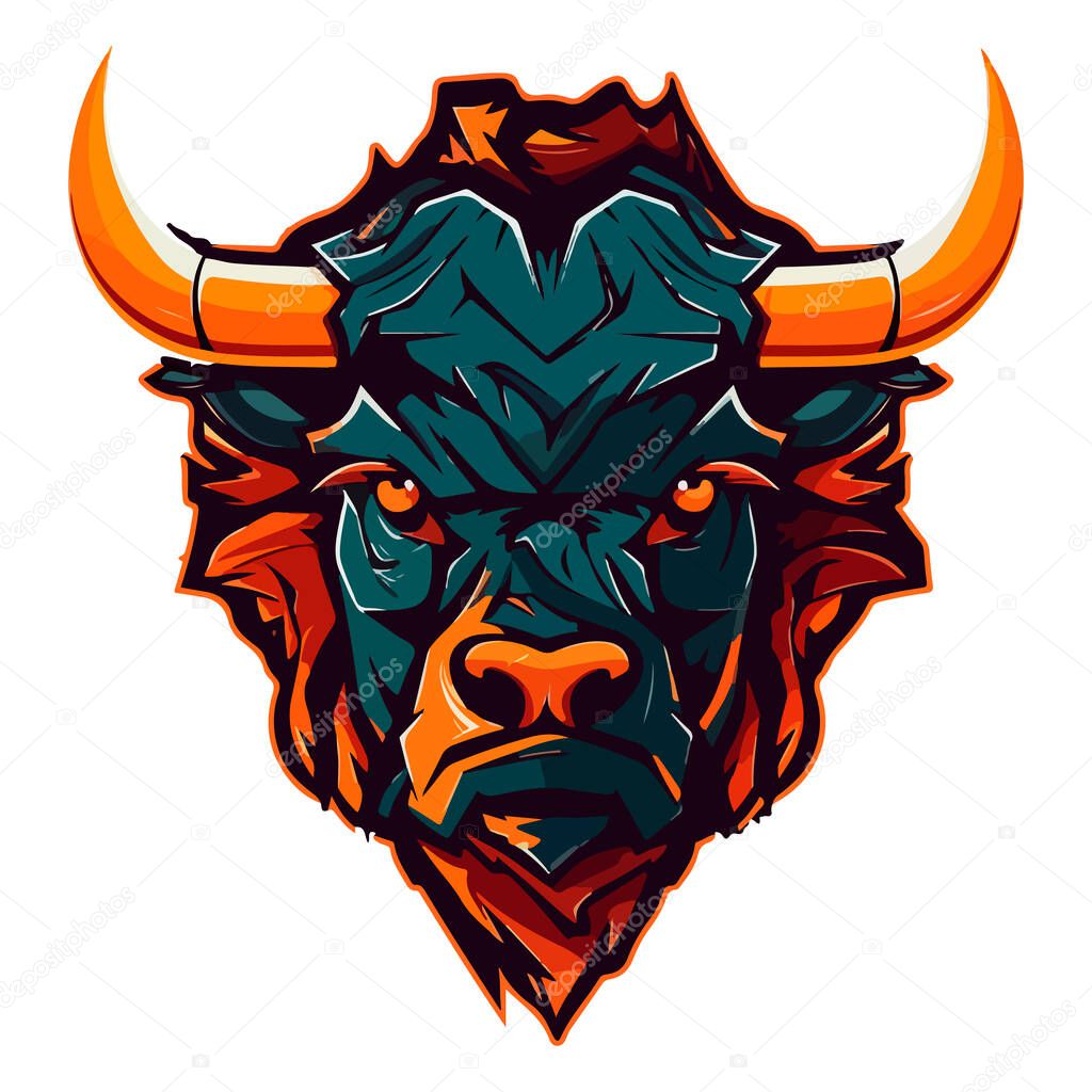 Bull mascot logo design vector with modern illustration concept style for badge, emblem and t-shirt printing. Angry bull illustration for sport team.
