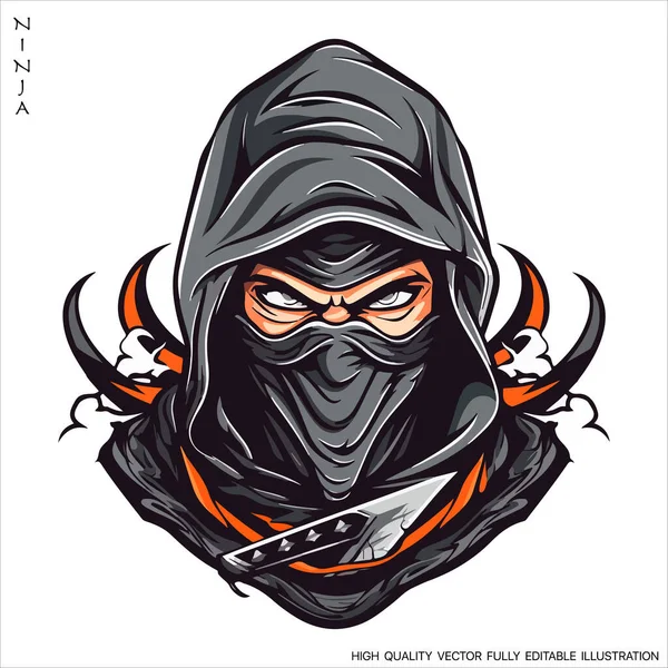 ninja de desenho animado de cabeça com ilustração de símbolo de ícone de  vetor de design de logotipo de ginásio 5726480 Vetor no Vecteezy