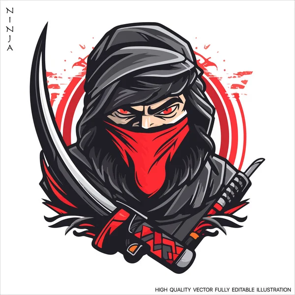 Gráfico de mascote ninja de corpo inteiro para web design