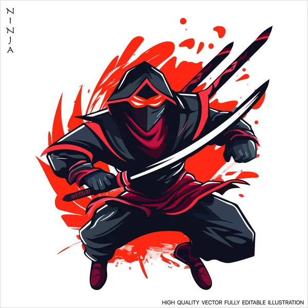 Gráfico de mascote ninja de corpo inteiro para web design