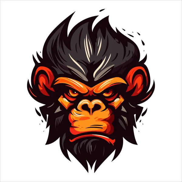 Mono Enojado Mono Mascota Personaje Logotipo Dibujos Animados Para Equipo — Vector de stock