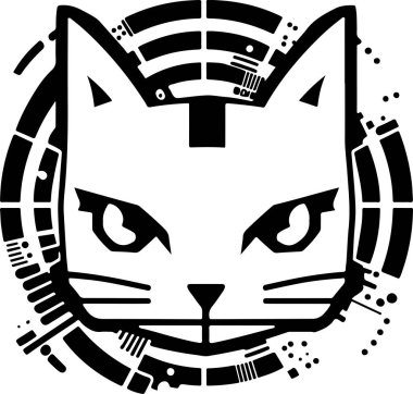 Siber kedi karakter maskot logo tasarımı teknikleri.