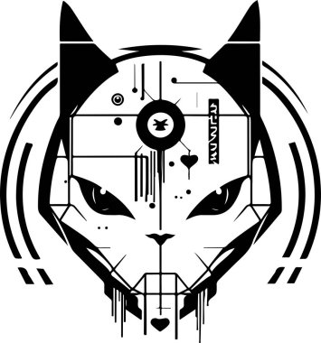 Siber kedi karakter maskot logo tasarımı teknikleri.