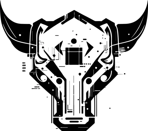 stock vector Bull head tech logo technology. Logo design regarding bull. Print design of cyber bull head