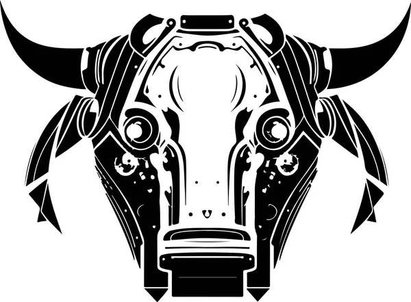 Boğa Kafalı Logo Teknolojisi Boğa Ile Ilgili Logo Tasarımı Siber — Stok Vektör
