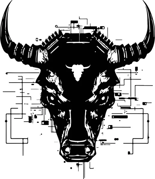 Технологія Логотипу Bull Head Дизайн Логотипу Щодо Бика Друк Дизайну — стоковий вектор