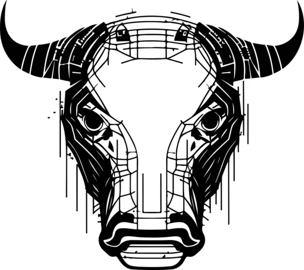 Stieren Hoofd Tech Logo Technologie Logo Ontwerp Betreffende Stier Print — Stockvector