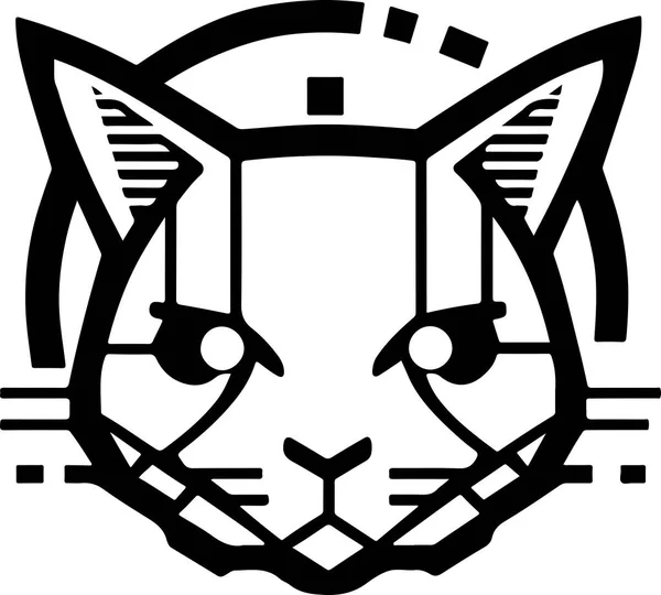 Tech Illustration Cyber Cat Character Mascot Logo Vector Design — Stock Vector