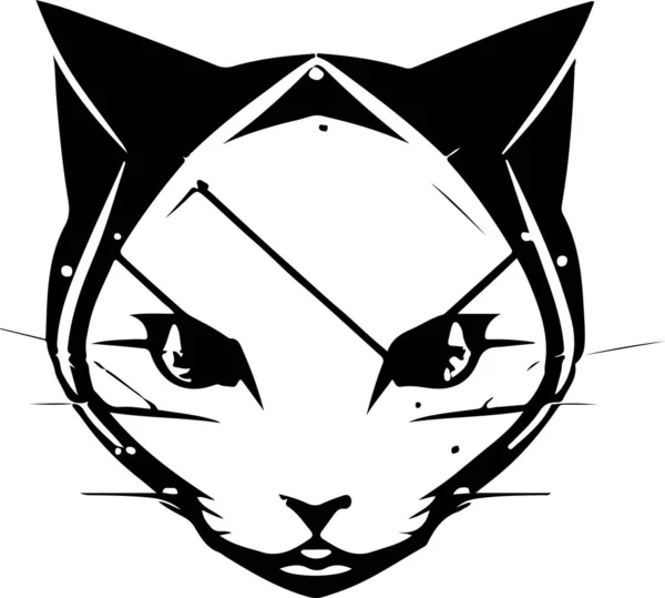 Tech Illustration Cyber Cat Character Mascot Logo Vector Design — Stock Vector