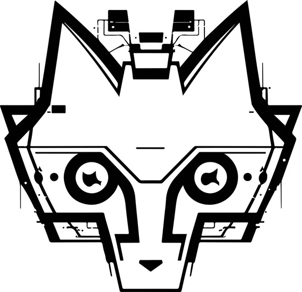 サイバー猫キャラクターマスコットのロゴベクトルデザインの技術イラスト — ストックベクタ