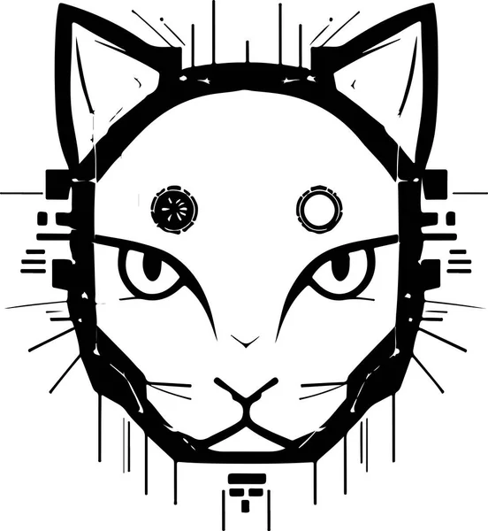Technische Illustratie Van Cyber Kat Karakter Mascotte Logo Vector Ontwerp — Stockvector