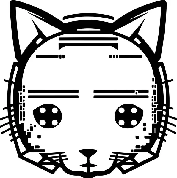 Tech Illustration Von Cyber Katze Charakter Maskottchen Logo Vektor Design — Stockvektor