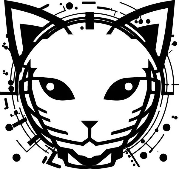 Tech Illustration Von Cyber Katze Charakter Maskottchen Logo Vektor Design — Stockvektor