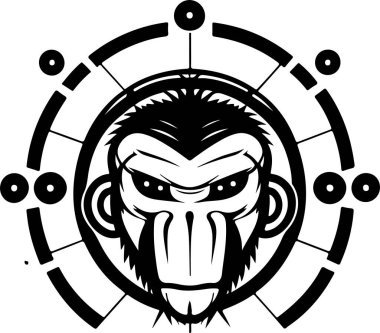Cyborg maymun esport maskot logosu tasarımı. Yazdırma veya logo için maymun teknikleri
