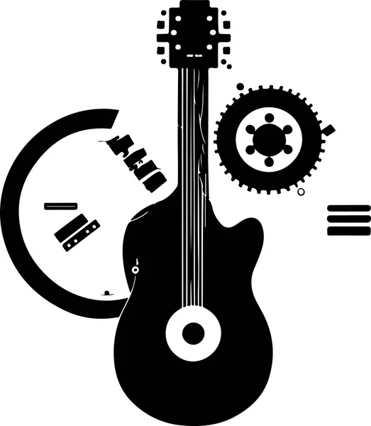 Modello Vettoriale Progettazione Guitar Tech Tecnologia Della Chitarra Studio Musicale — Vettoriale Stock