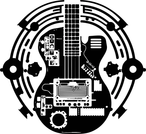 Modello Vettoriale Progettazione Guitar Tech Tecnologia Della Chitarra Studio Musicale — Vettoriale Stock