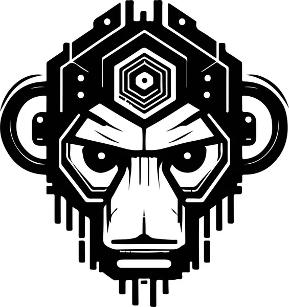 Cyborg Affen Esport Maskottchen Logo Design Technische Illustration Des Affen — Stockvektor