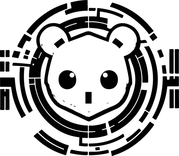 Plantilla Técnica Panda Para Logo Impresión Vector Ciber Panda Ilustración — Archivo Imágenes Vectoriales