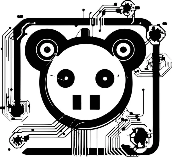 Modèle Technique Panda Pour Logo Impression Illustration Vectorielle Cyber Panda — Image vectorielle