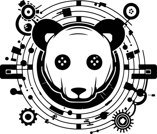 stock vector Panda tech template for logo or print. Vector cyber panda illustration.