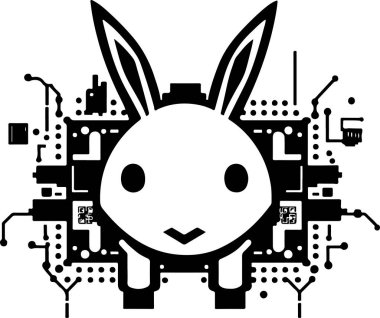 Modern dijital teknoloji tavşanı için vektör grafik logo tasarımı.
