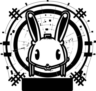 Modern dijital teknoloji tavşanı için vektör grafik logo tasarımı.